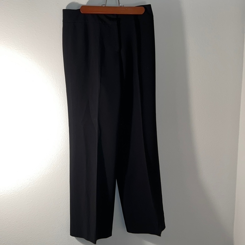 Ann Taylor black trousers pants flat front dressy career sz 6 P